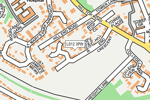 LS12 3PW map - OS OpenMap – Local (Ordnance Survey)