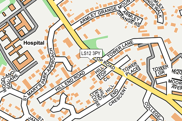 LS12 3PY map - OS OpenMap – Local (Ordnance Survey)