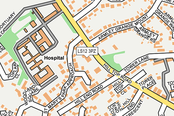 LS12 3PZ map - OS OpenMap – Local (Ordnance Survey)