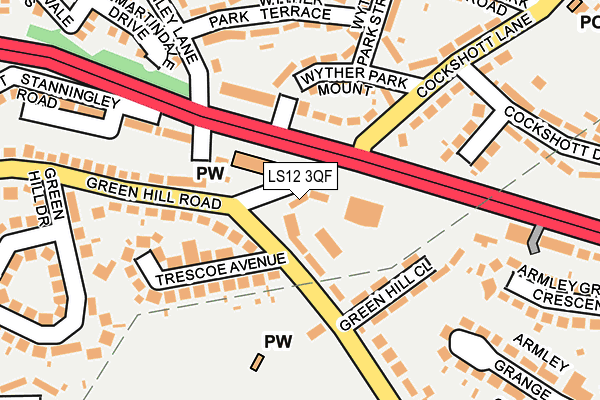 LS12 3QF map - OS OpenMap – Local (Ordnance Survey)