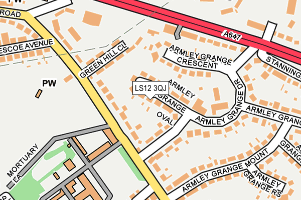 LS12 3QJ map - OS OpenMap – Local (Ordnance Survey)