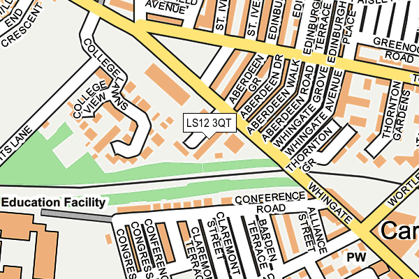 LS12 3QT map - OS OpenMap – Local (Ordnance Survey)