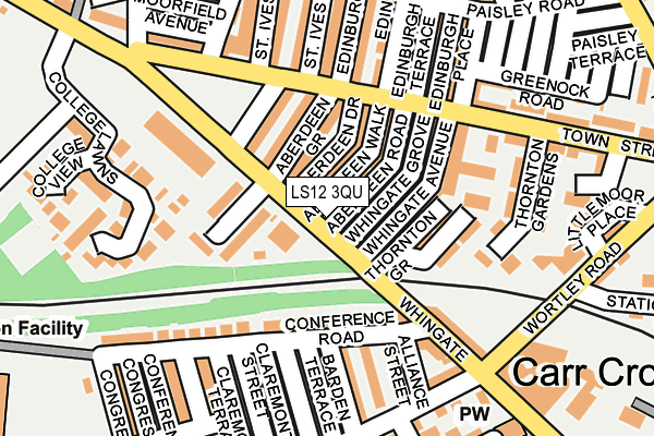 LS12 3QU map - OS OpenMap – Local (Ordnance Survey)