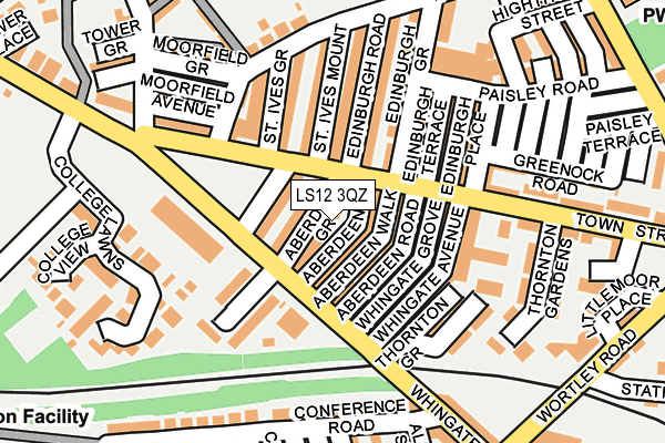 LS12 3QZ map - OS OpenMap – Local (Ordnance Survey)