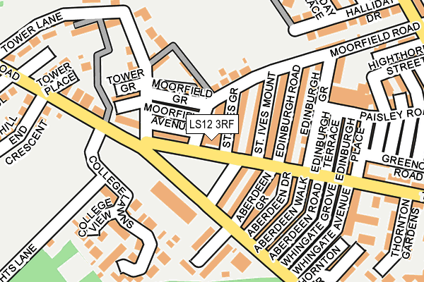 LS12 3RF map - OS OpenMap – Local (Ordnance Survey)