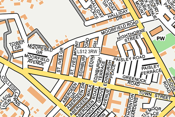 LS12 3RW map - OS OpenMap – Local (Ordnance Survey)