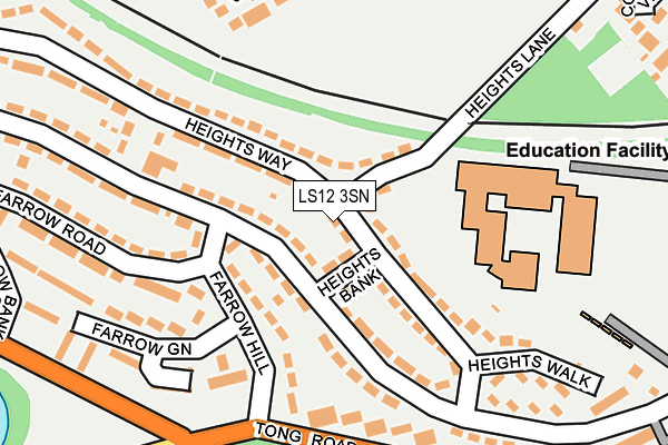 LS12 3SN map - OS OpenMap – Local (Ordnance Survey)