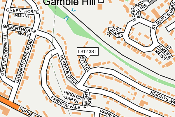 LS12 3ST map - OS OpenMap – Local (Ordnance Survey)
