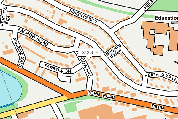 LS12 3TE map - OS OpenMap – Local (Ordnance Survey)
