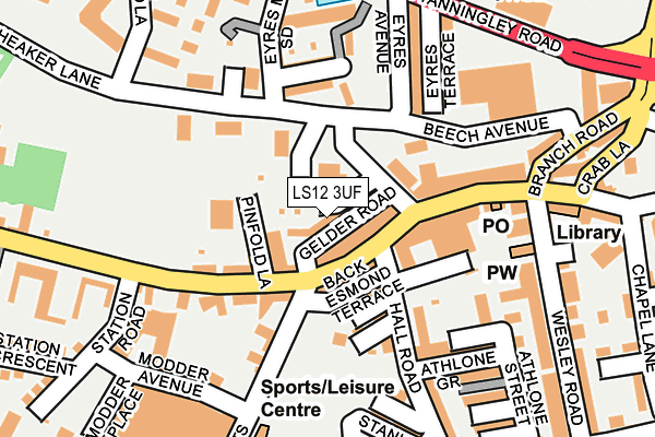 LS12 3UF map - OS OpenMap – Local (Ordnance Survey)