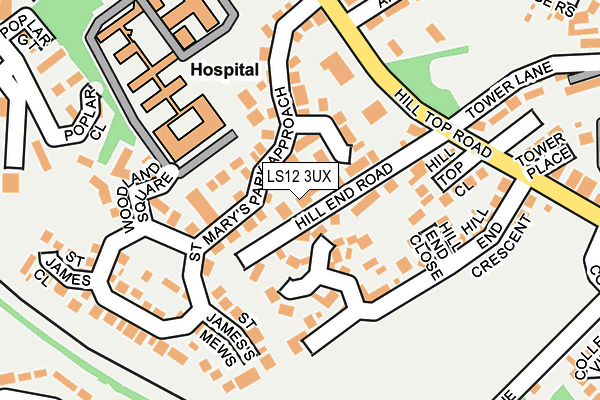 LS12 3UX map - OS OpenMap – Local (Ordnance Survey)