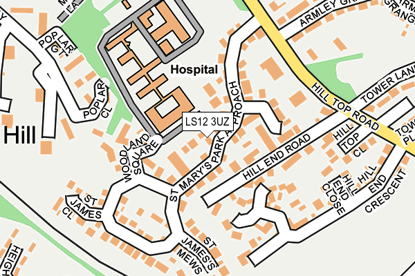 LS12 3UZ map - OS OpenMap – Local (Ordnance Survey)