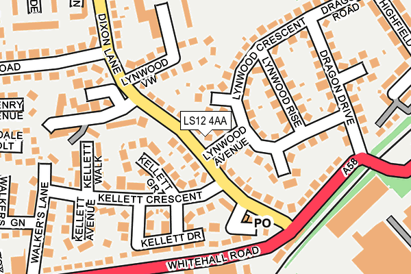 LS12 4AA map - OS OpenMap – Local (Ordnance Survey)
