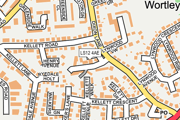 LS12 4AE map - OS OpenMap – Local (Ordnance Survey)