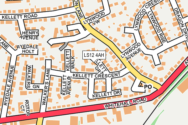 LS12 4AH map - OS OpenMap – Local (Ordnance Survey)