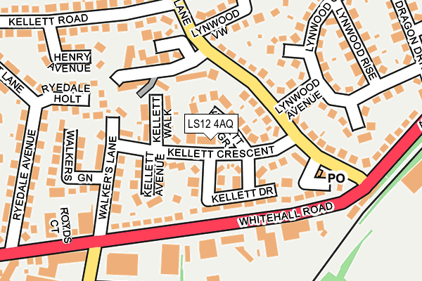 LS12 4AQ map - OS OpenMap – Local (Ordnance Survey)