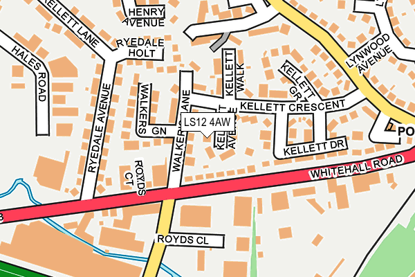 LS12 4AW map - OS OpenMap – Local (Ordnance Survey)