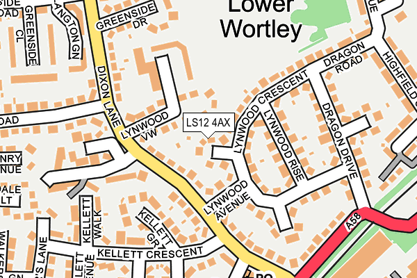 LS12 4AX map - OS OpenMap – Local (Ordnance Survey)