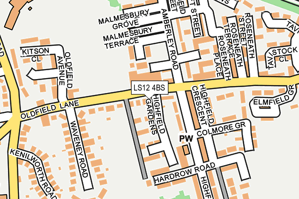 LS12 4BS map - OS OpenMap – Local (Ordnance Survey)