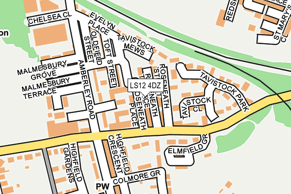 LS12 4DZ map - OS OpenMap – Local (Ordnance Survey)