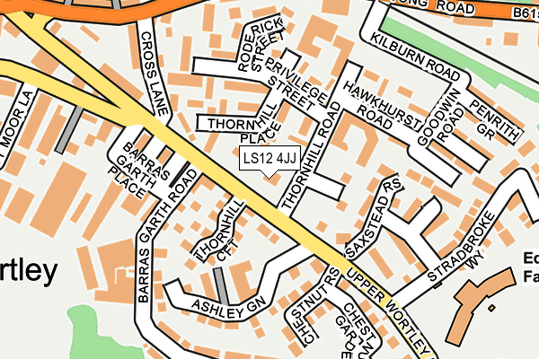 LS12 4JJ map - OS OpenMap – Local (Ordnance Survey)