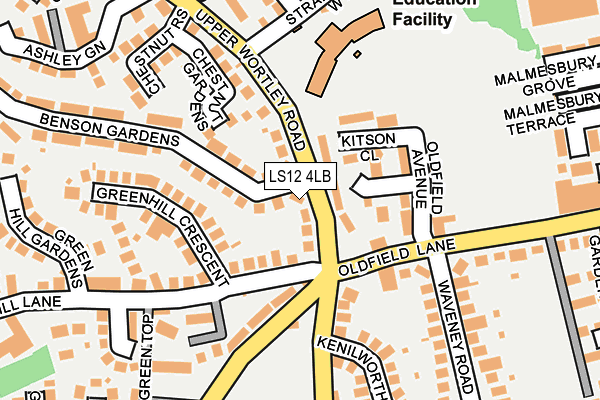 LS12 4LB map - OS OpenMap – Local (Ordnance Survey)