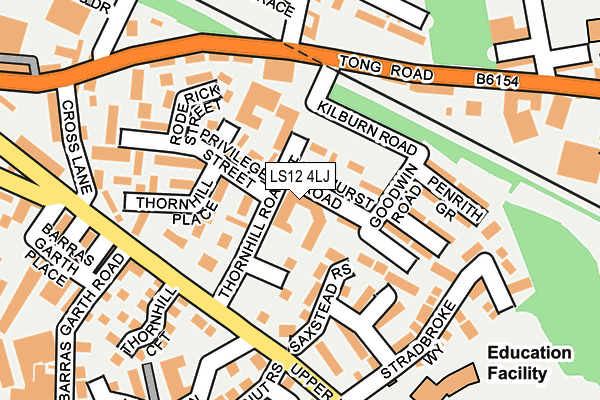 LS12 4LJ map - OS OpenMap – Local (Ordnance Survey)