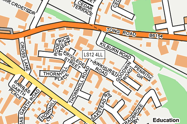 LS12 4LL map - OS OpenMap – Local (Ordnance Survey)