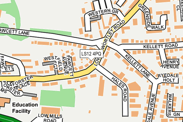 LS12 4PQ map - OS OpenMap – Local (Ordnance Survey)