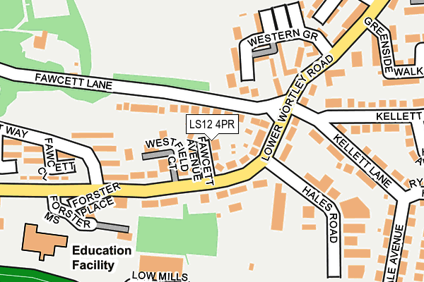 LS12 4PR map - OS OpenMap – Local (Ordnance Survey)