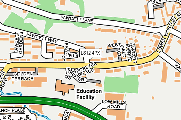 LS12 4PX map - OS OpenMap – Local (Ordnance Survey)