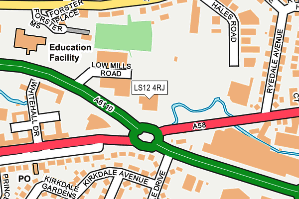 LS12 4RJ map - OS OpenMap – Local (Ordnance Survey)