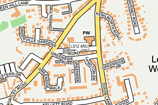 LS12 4RU map - OS OpenMap – Local (Ordnance Survey)