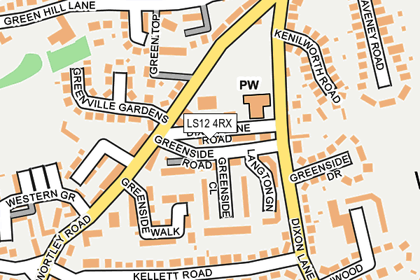 LS12 4RX map - OS OpenMap – Local (Ordnance Survey)