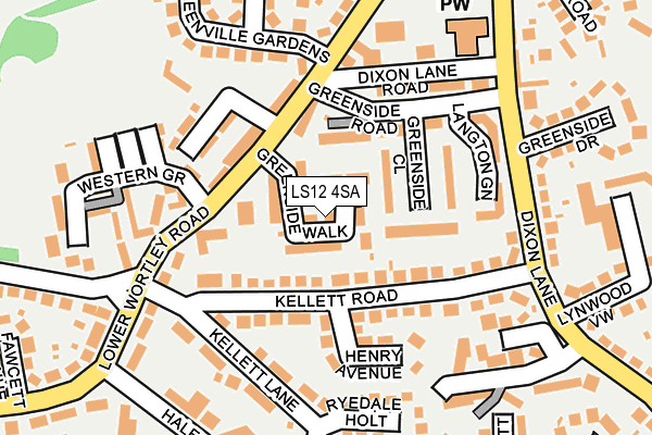 LS12 4SA map - OS OpenMap – Local (Ordnance Survey)