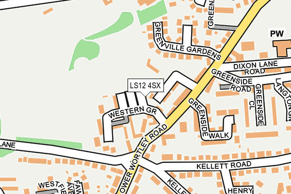 LS12 4SX map - OS OpenMap – Local (Ordnance Survey)