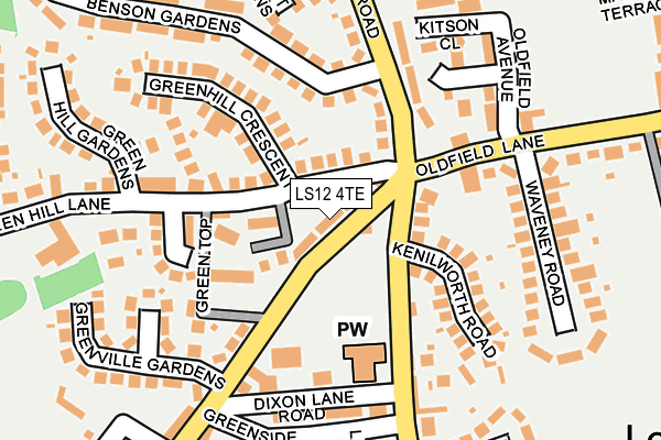 LS12 4TE map - OS OpenMap – Local (Ordnance Survey)