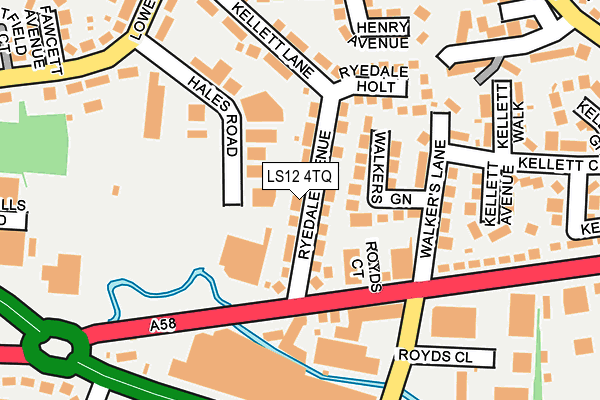 LS12 4TQ map - OS OpenMap – Local (Ordnance Survey)