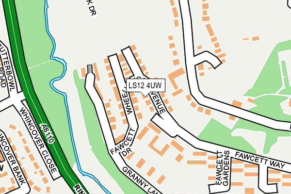 LS12 4UW map - OS OpenMap – Local (Ordnance Survey)