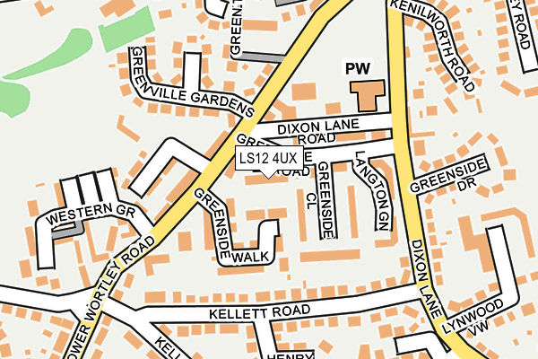 LS12 4UX map - OS OpenMap – Local (Ordnance Survey)