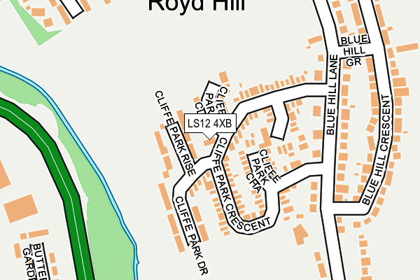 LS12 4XB map - OS OpenMap – Local (Ordnance Survey)