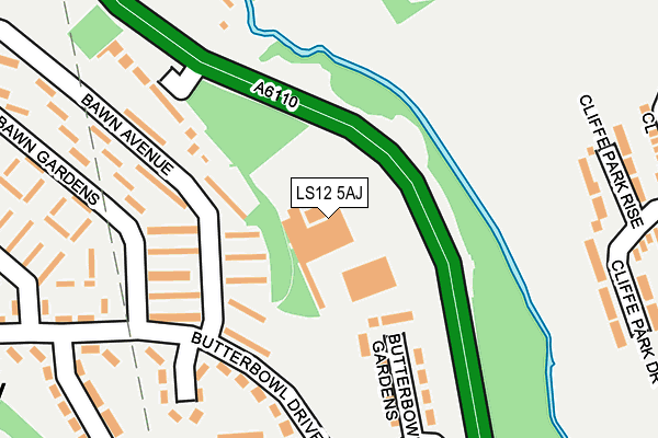 LS12 5AJ map - OS OpenMap – Local (Ordnance Survey)