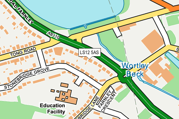 LS12 5AS map - OS OpenMap – Local (Ordnance Survey)