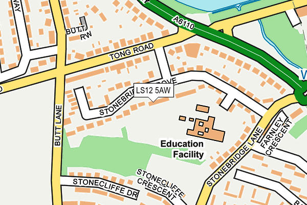 LS12 5AW map - OS OpenMap – Local (Ordnance Survey)