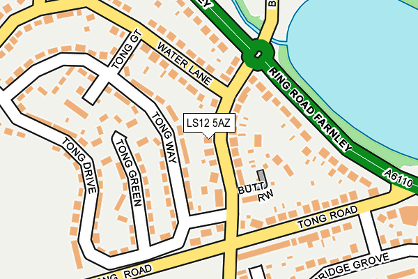 LS12 5AZ map - OS OpenMap – Local (Ordnance Survey)
