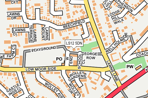 LS12 5DN map - OS OpenMap – Local (Ordnance Survey)