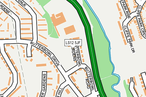 LS12 5JF map - OS OpenMap – Local (Ordnance Survey)