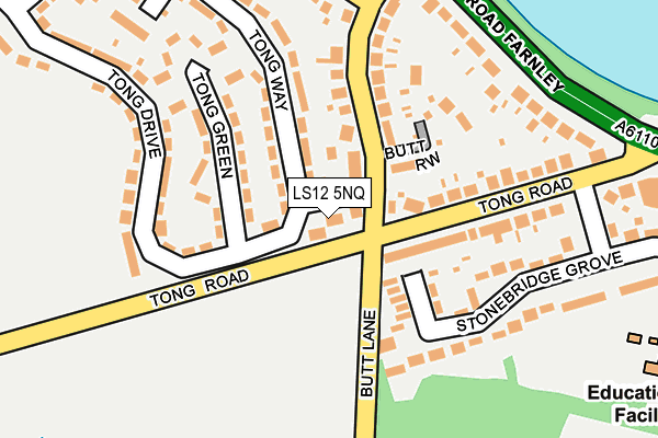 LS12 5NQ map - OS OpenMap – Local (Ordnance Survey)