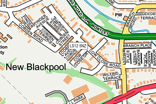 LS12 5NZ map - OS OpenMap – Local (Ordnance Survey)