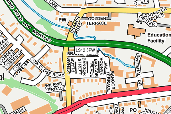 LS12 5PW map - OS OpenMap – Local (Ordnance Survey)